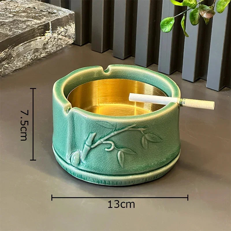 DecorBites™ Bamboo Tissue Box: Ceramic Green Bamboo Design for Coffee Table & Desk Decor