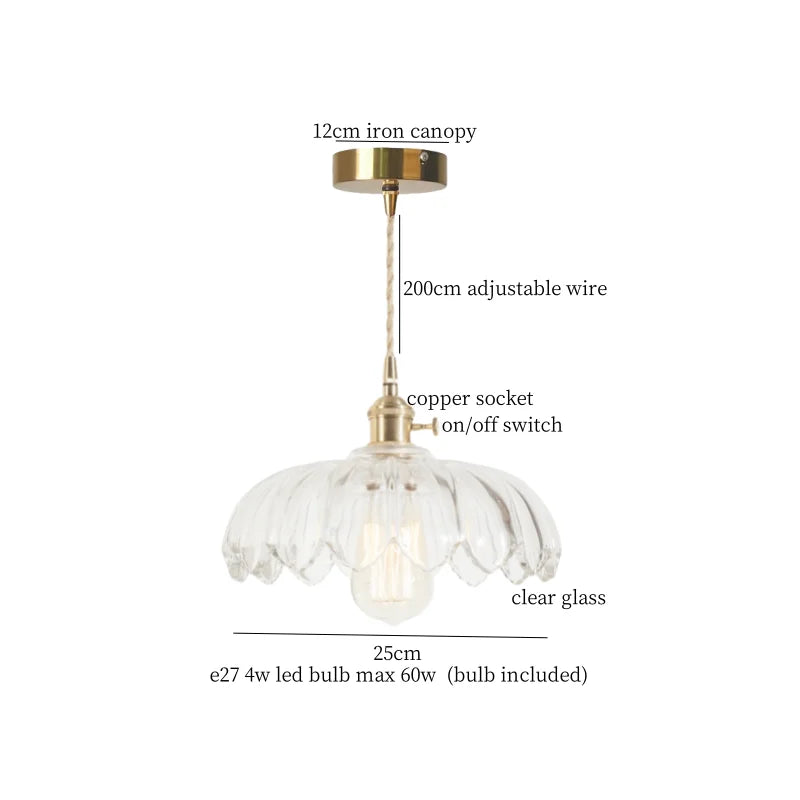DecorBites™ Brass Glass LED Pendant Lamp for Cafe Bar Restaurant Bedroom Loft