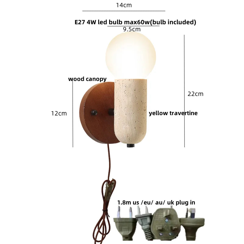 DecorBites™ Japanese Style LED Wall Lamp with Pull Chain and White Glass