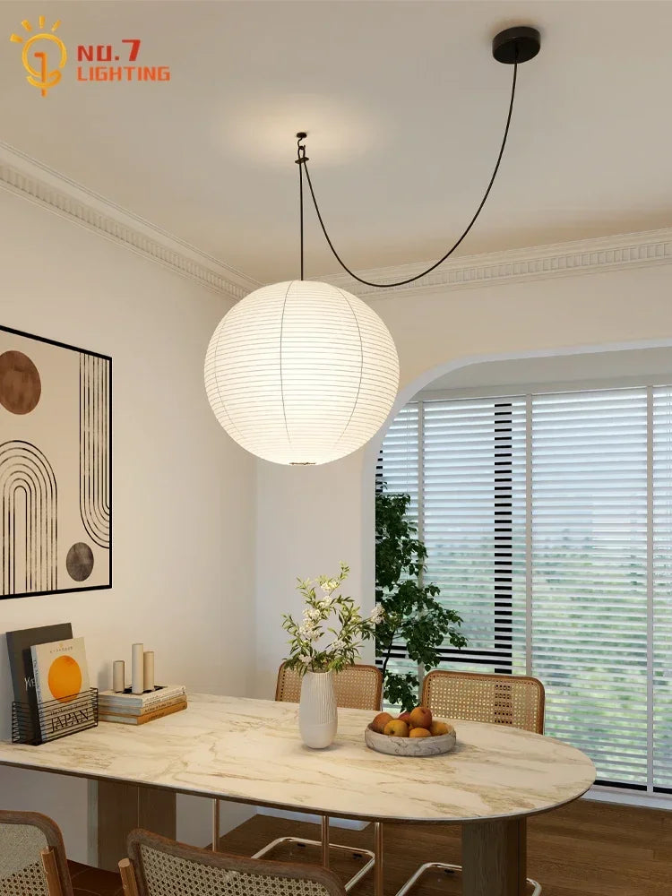 DecorBites™ Akari Noguchi LED Pendant Lights Wabi-sabi Round Ball Design for Living Room