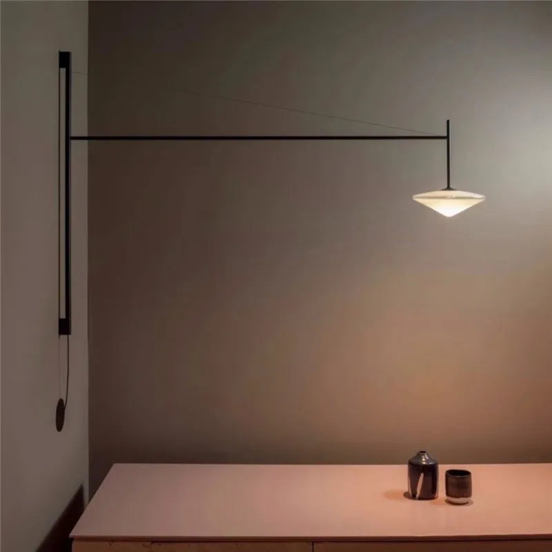 DecorBites™ LED Glass Art Wall Lamp with Long Rocker Arm for Living Room and Studio