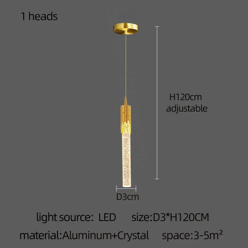 DecorBites™ Gold Crystal LED Chandelier: Modern Dining Room Lamps, Hanging Kitchen Ceiling Light