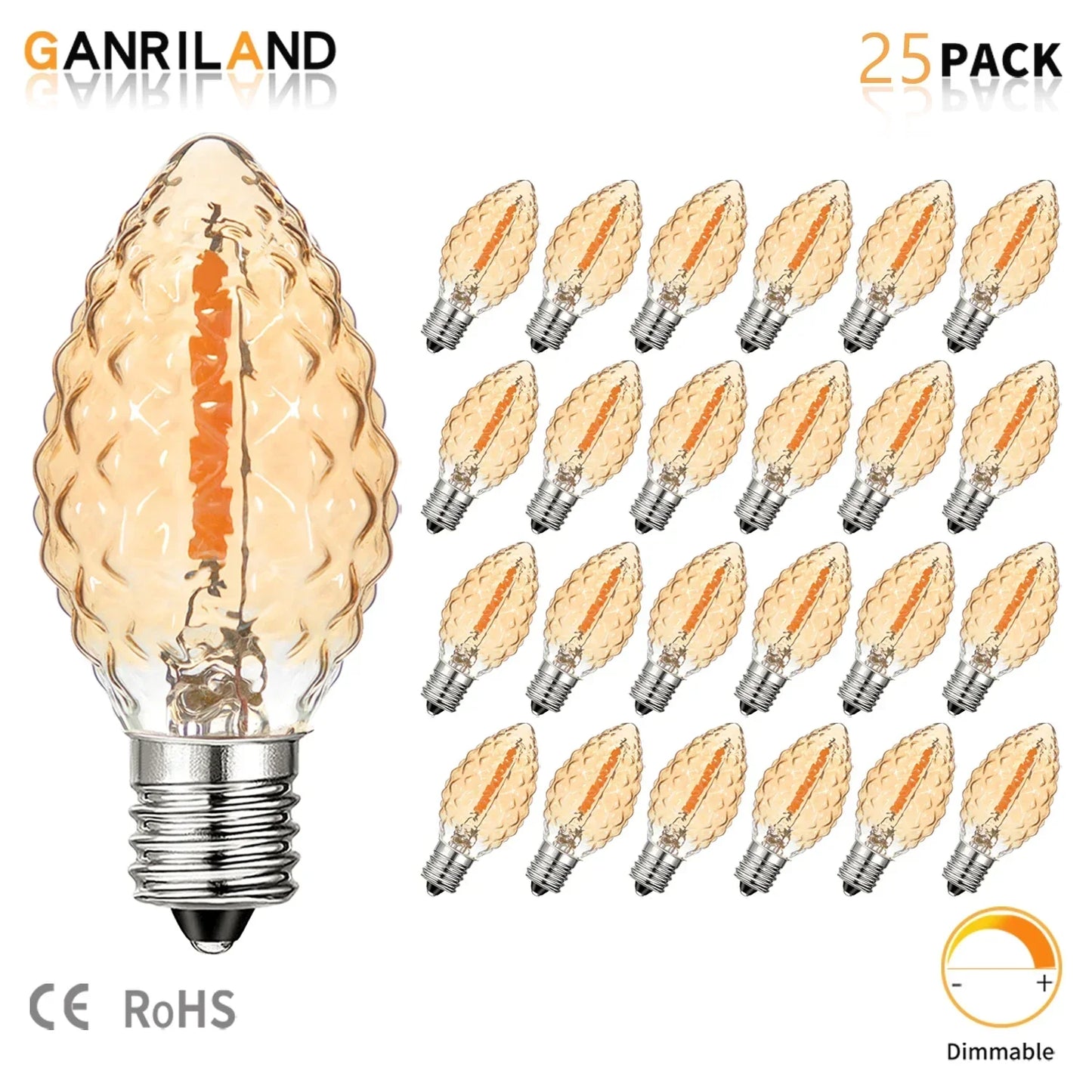 DecorBites™ Diamond Chandelier LED Light Bulbs 7W C7 Candelabra Base Decor Edison Bulb