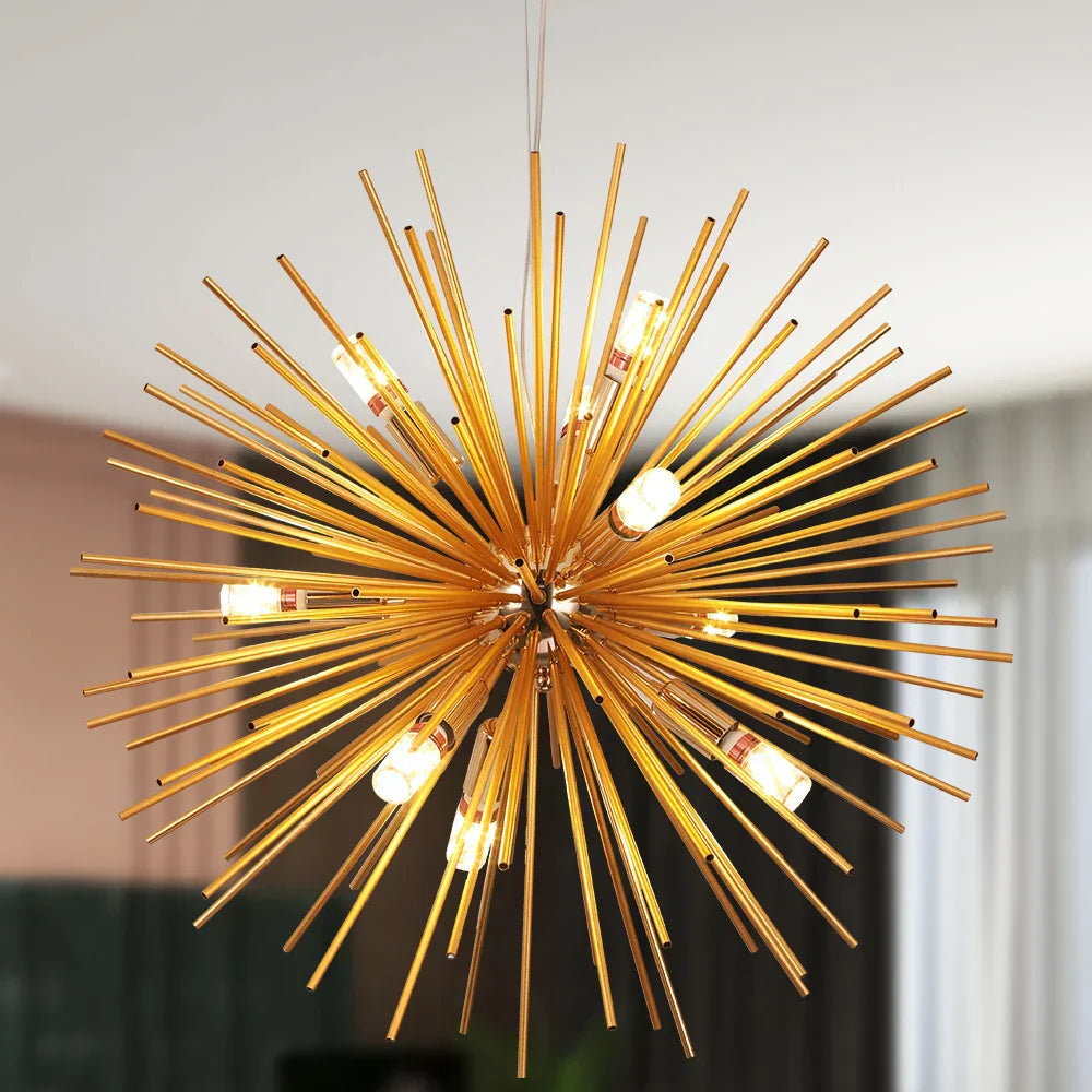 DecorBites™ Aluminum Dandelion Pendant Light: Modern Sputnik Hedgehog LED Chandelier for Living & Dining Room