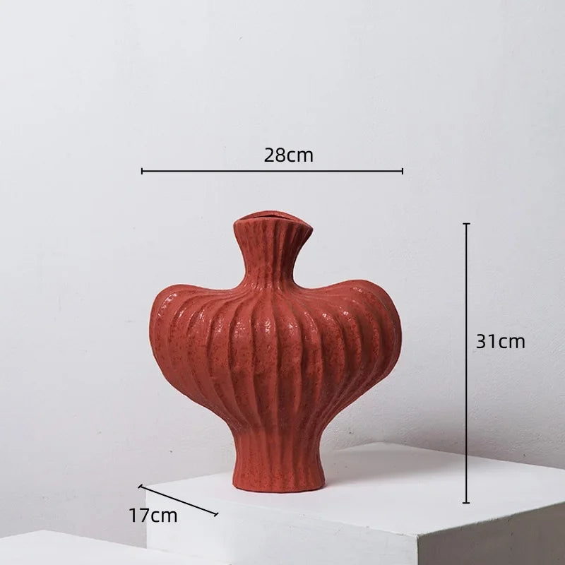 DecorBites™ Fringe Heterophore Vase - Handcrafted Porcelain Floral Arrangement Ornament