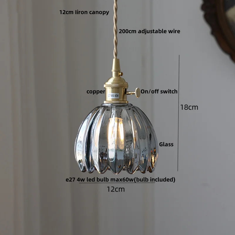 DecorBites™ Clear Glass Copper Pendant Lights Adjustable Modern Wire Nordic Vanity Light