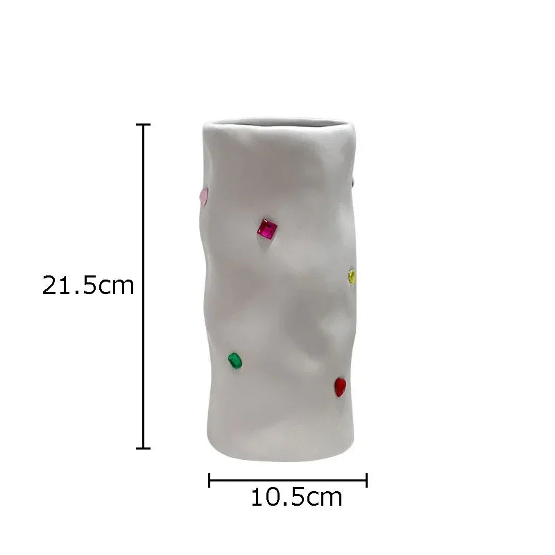 DecorBites™ Gemstone Ceramic Vase: Desk Decor, Floral Arrangement, Room Aesthetic