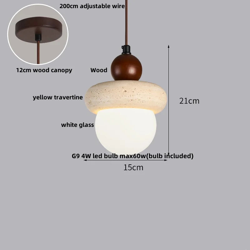 DecorBites™ LED Gourd Pendant Light Aisle Hotel Living Room Fixture Glass Travertine Hang Lamp