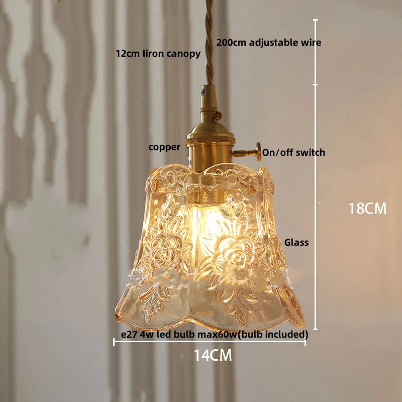 DecorBites™ Clear Glass Copper Pendant Lights Adjustable Modern Wire Nordic Vanity Light
