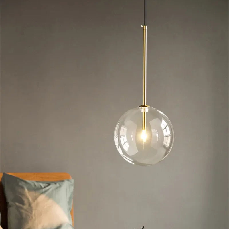 DecorBites™ Clear Glass Globe LED Pendant Chandelier for Dining Room and Living Room