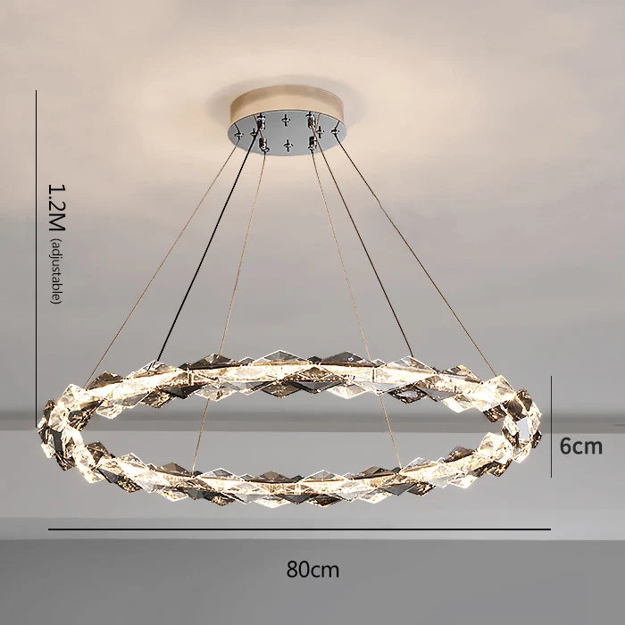 DecorBites™ Crystal Chandelier: Modern Luxury Duplex Staircase Ring Lamp