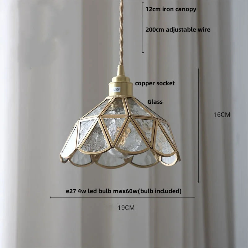 DecorBites™ Blue Glass LED Pendant Light Fixture with Adjustable Copper Knob Switch