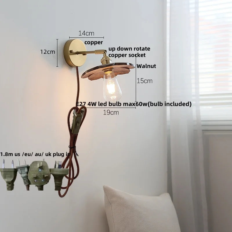 DecorBites™ LED Wall Lamp Walnut Wood Stair Light Fixture