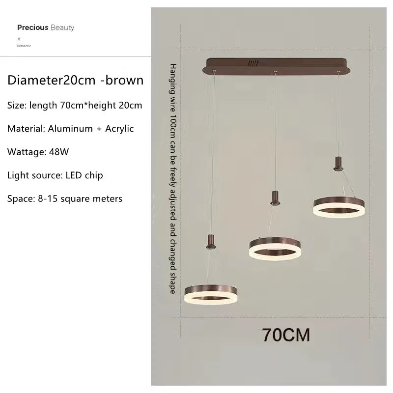 DecorBites™ LED Round Ceiling Chandelier for Modern Living Room, Bedroom, Restaurant - Circle Rings Lighting Fixture