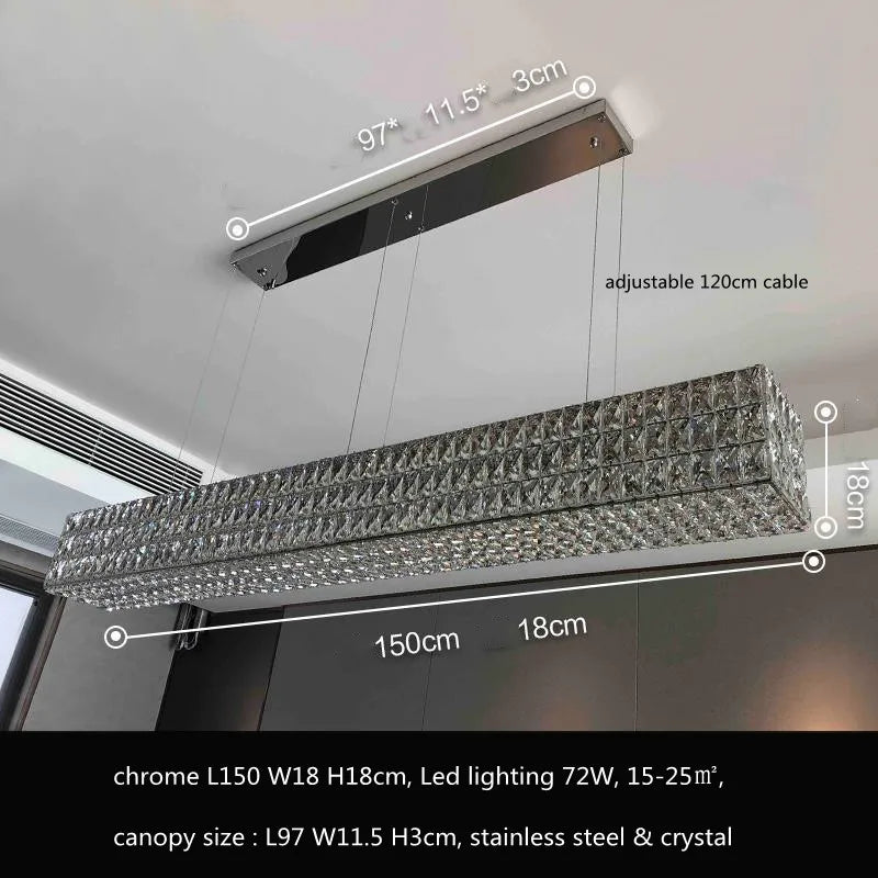 DecorBites™ Crystal LED Pendant Light: Luxury Steel Hanging Lamp for Modern Foyer, Dining Room