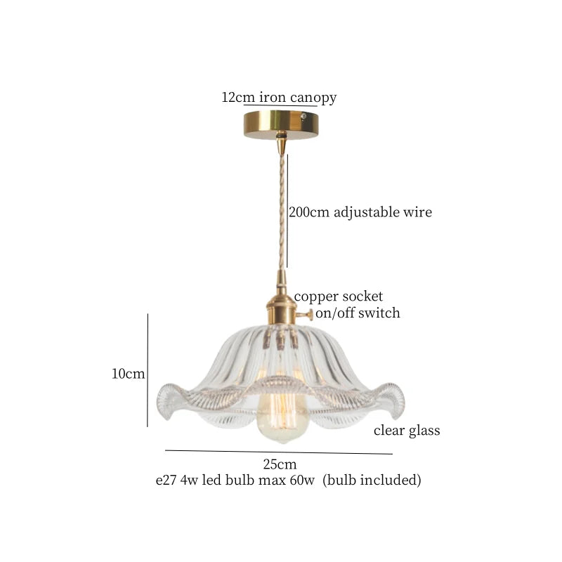 DecorBites™ Brass Glass LED Pendant Lamp for Cafe Bar Restaurant Bedroom Loft