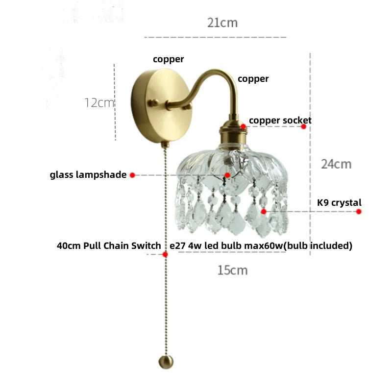 DecorBites™ Conch Copper LED Wall Light Fixture with Pull Chain Switch