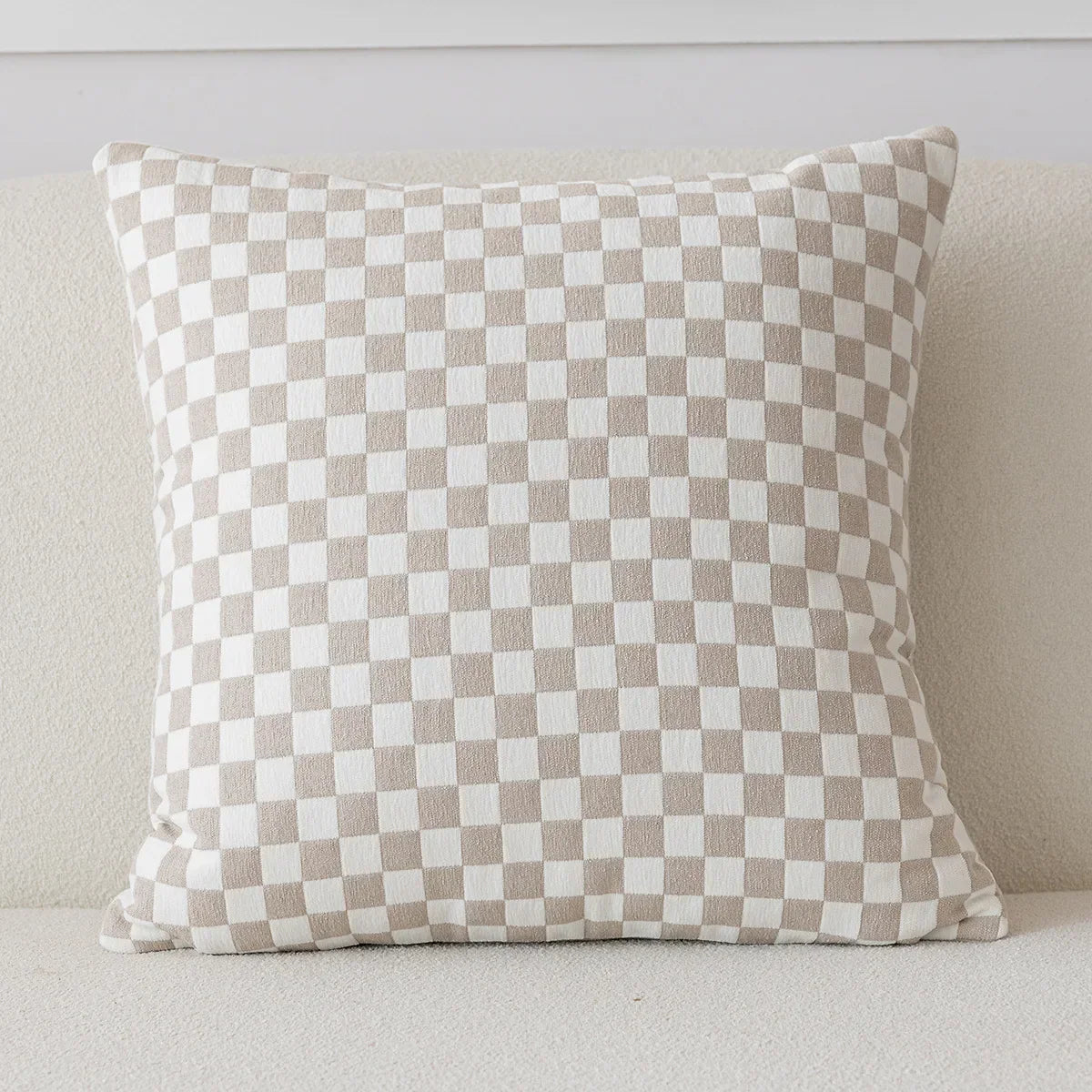 DecorBites™ Comfort Woolen Pillow Cover Beige Black Striped 45*45 Luxe Plush Home Décor