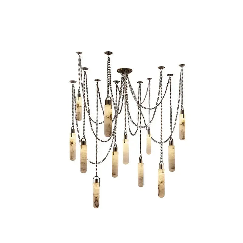 DecorBites™ Gold Chrome LED Chandelier for Dining Room - 2025 Marble Design