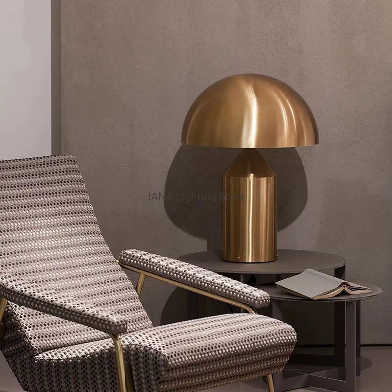 DecorBites™ Atollo Bedroom Table Lamp - Luxury Metal Mushroom Desk Light