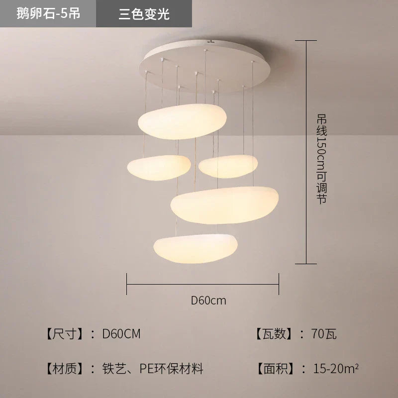 DecorBites™ LED Pebble Pendant Light: Stylish White Chandelier for Living Room, Bedroom, and Restaurant Décor.