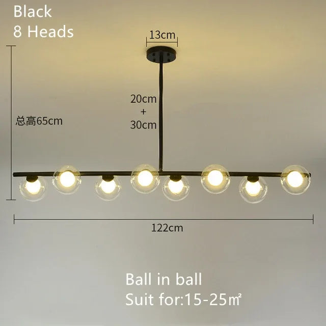 DecorBites™ Glass Ball Pendant Chandeliers - Modern LED Hanging Lights for Home Decor