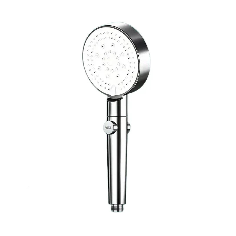 DecorBites™ Black Round Shower Head 6 Modes High Pressure Hand-held Knobs Water Stop