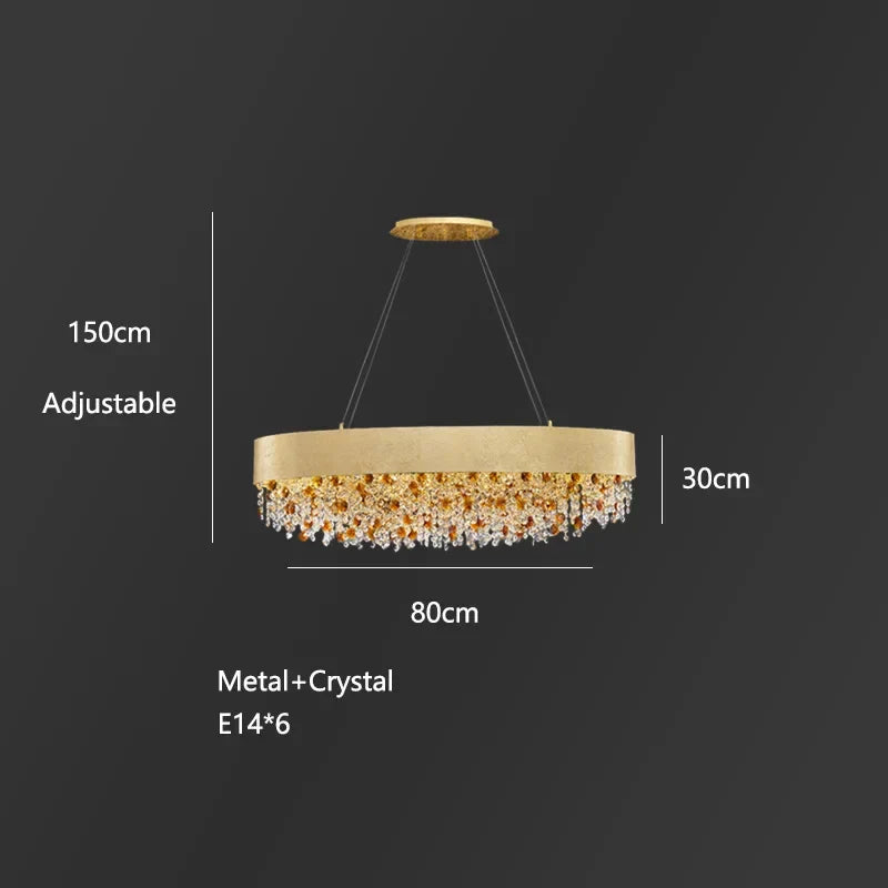 DecorBites™ Crystal Chandelier: Modern Circular Design for Living Room, Lobby, Kitchen Island.