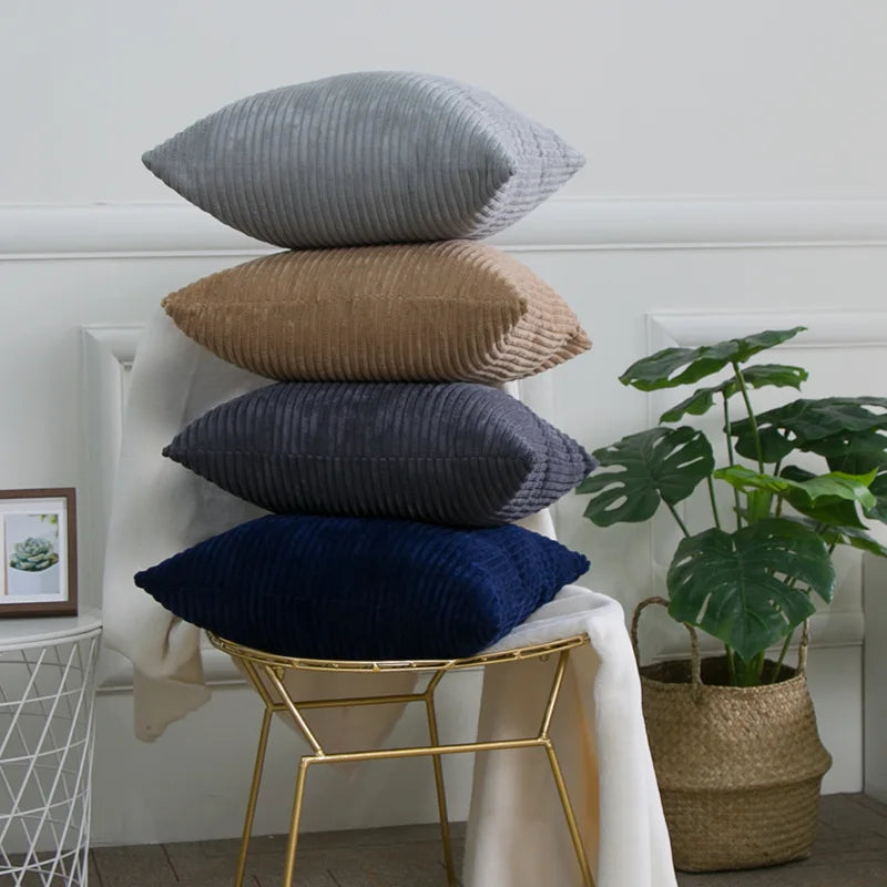 DecorBites™ Corduroy Striped Cushion Cover 30-60cm Soft Comfortable Throw Pillow Case Home Decor