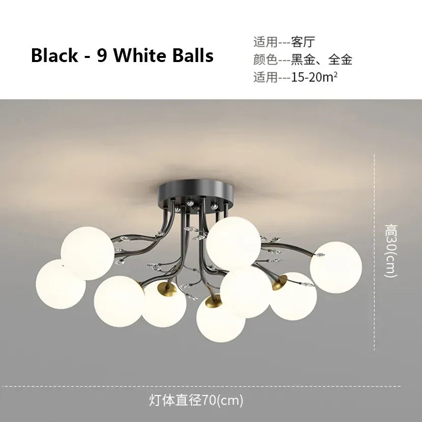 DecorBites™ Black Gold Chandelier with Clear Star Glass Ball Pendant Lights