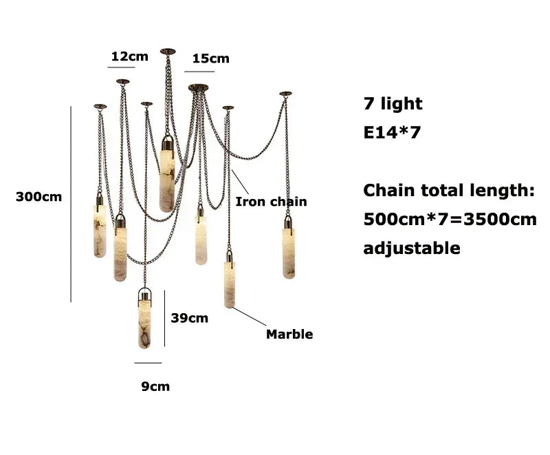 DecorBites™ Gold Chrome LED Chandelier for Dining Room - 2025 Marble Design