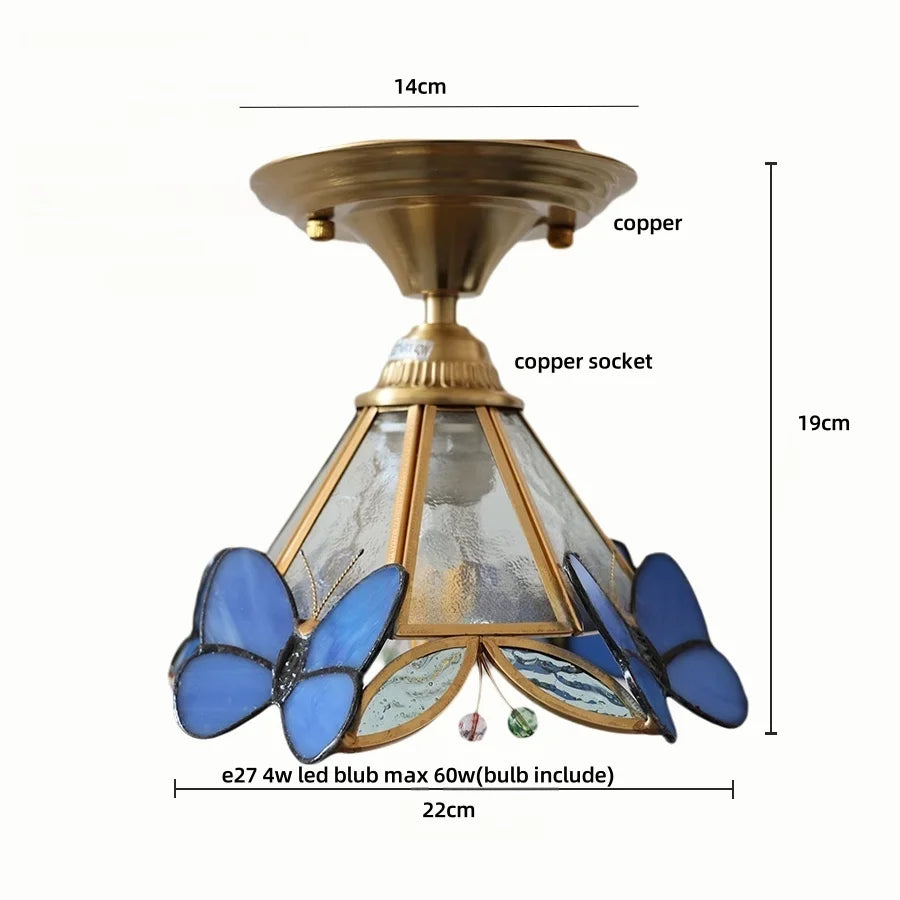 DecorBites™ Blue Flower Glass LED Ceiling Light | Nordic Modern Flush Mount Lamp