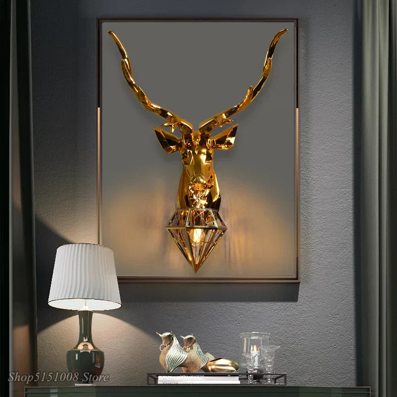 DecorBites™ Antlers LED Wall Light: Modern Bedroom Deer Wall Sconce, Retro Living Room Luminaire