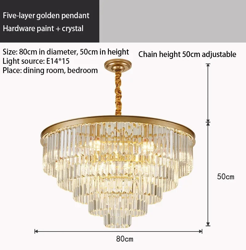DecorBites™ Crystal Gold Chandelier: Modern Living Room Bedroom Decor Lighting