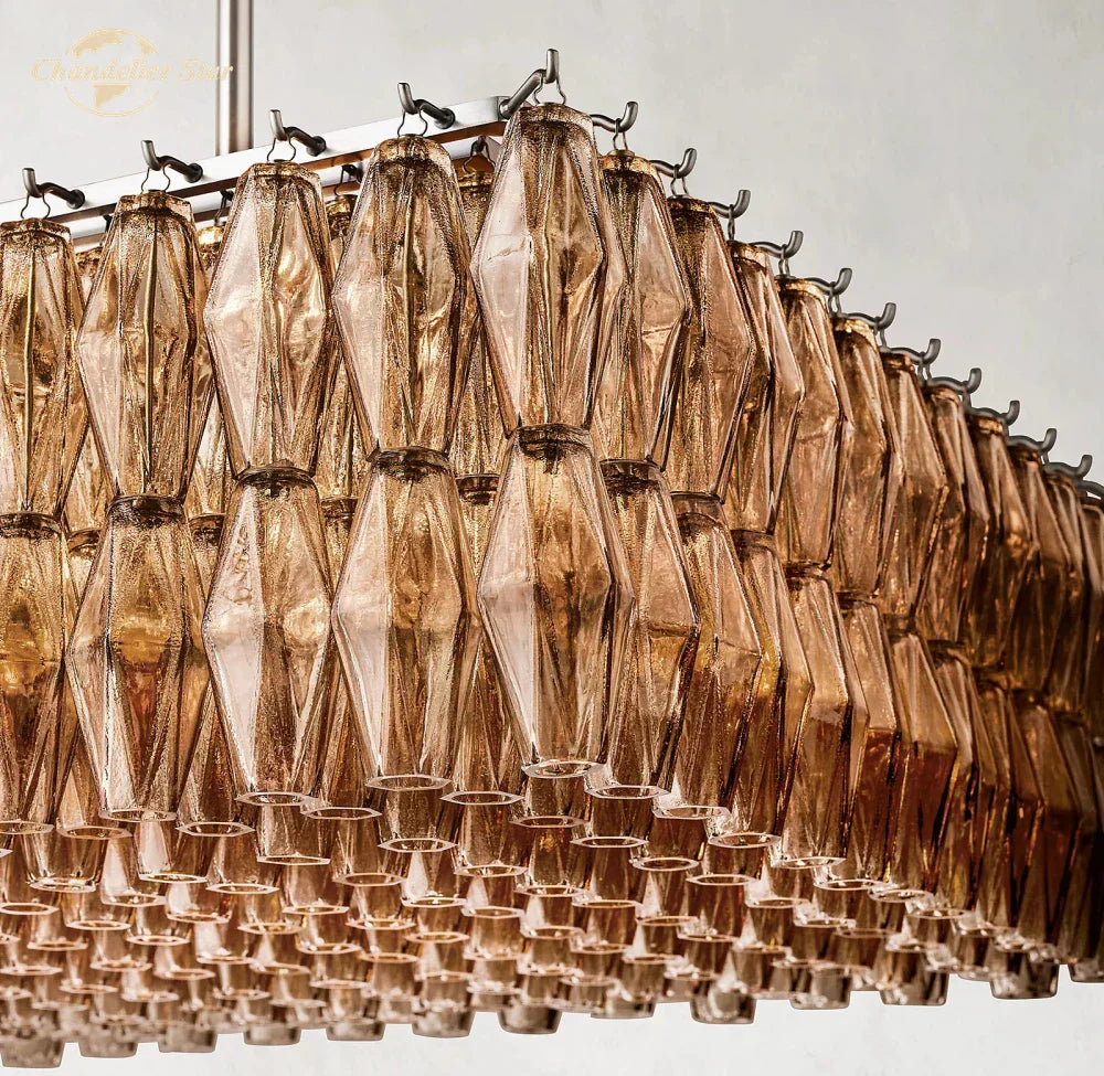 DecorBites™ Chiara Smoke Glass Linear Chandelier for Dining & Living Room