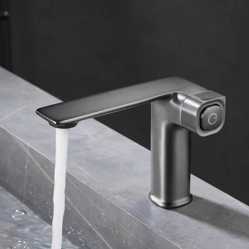 DecorBites™ Gray Sink Mixer with Memory Switch Single Handle Deck Mounted Tap