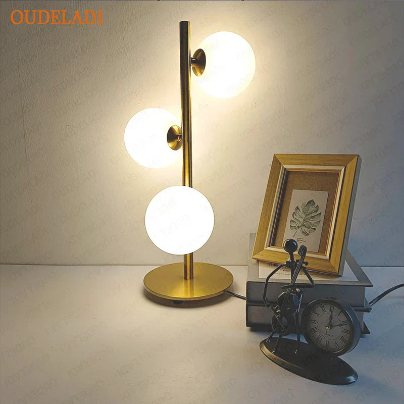DecorBites™ Glass Ball LED Table Lamp | Nordic Style Iron Art Decor Fixture