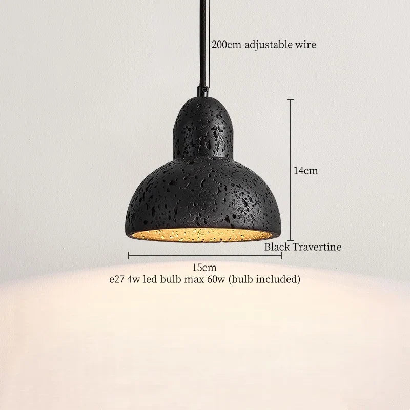 DecorBites™ LED Pendant Lights Black Travertine Table Hanging Lamp for Bedroom Living Dining Room