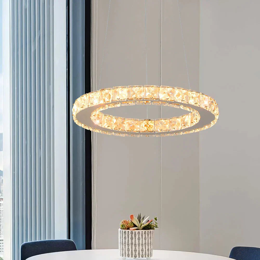 DecorBites™ Crystal Rings LED Chandelier Pendant Light Fixture