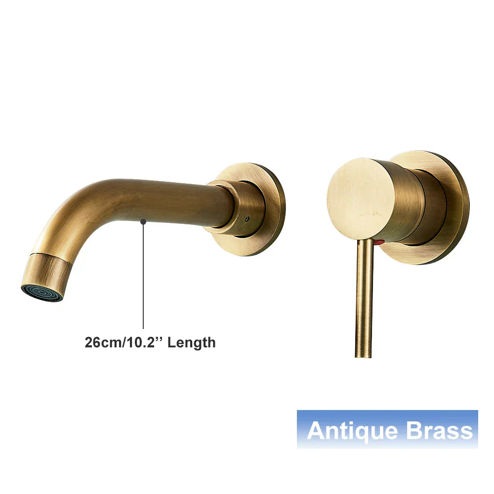 DecorBites™ Black Wall Mounted Basin Faucet with Single Handle Hot Cold Water Mixer Tap
