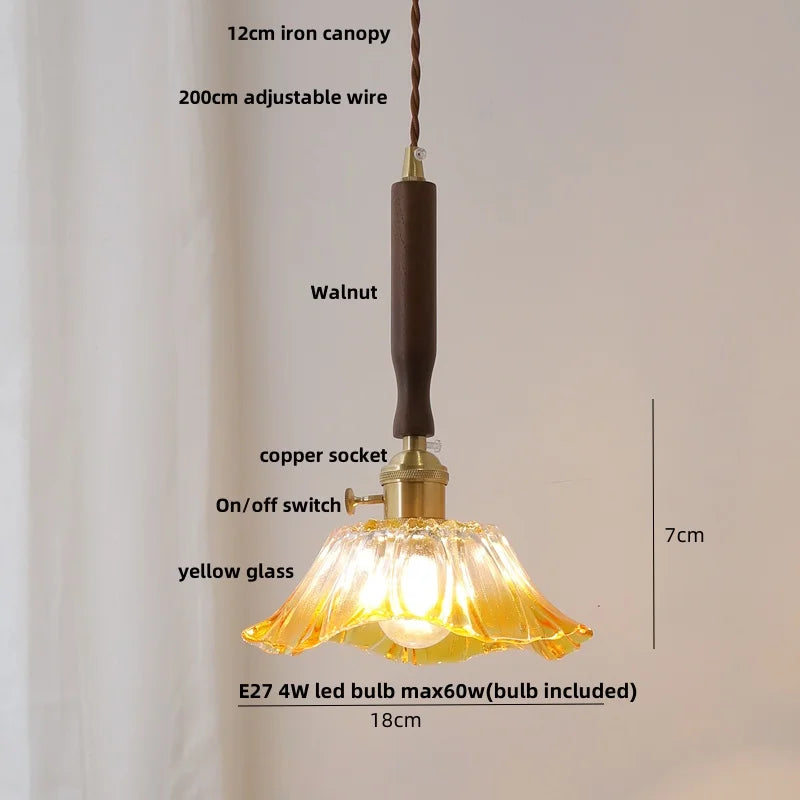 DecorBites™ White Ceramic LED Pendant Light with Walnut Wood Accent - Modern Nordic Design