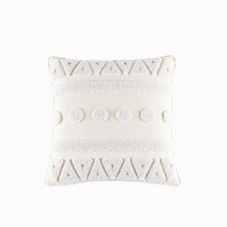 DecorBites™ Cotton Tassels White Cushion Covers 45x45/30x50cm - Square Geometry Pillowcase