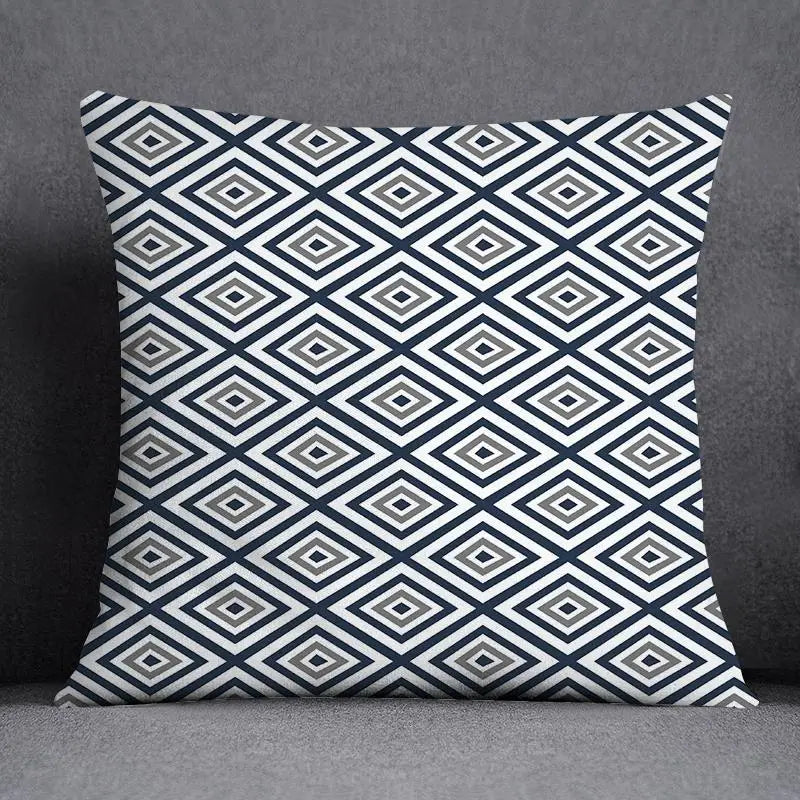 DecorBites™ Blue Geometric Floral Design Pillowcase - Modern Home Decor Cushion Cover