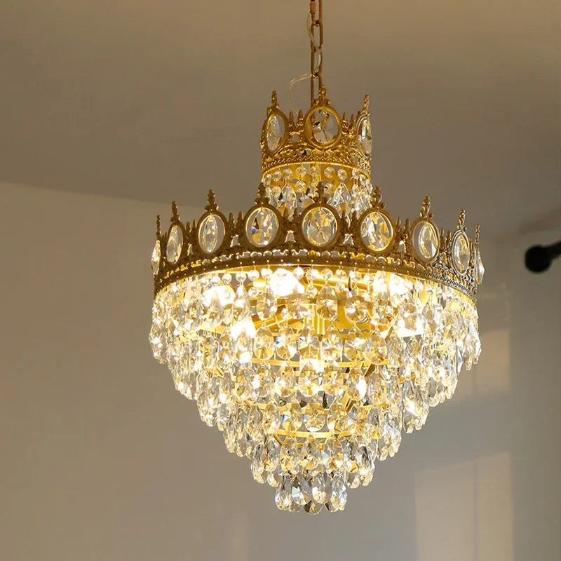 DecorBites™ Crown Crystal Chandelier LED Pendant Light for Living Bedroom