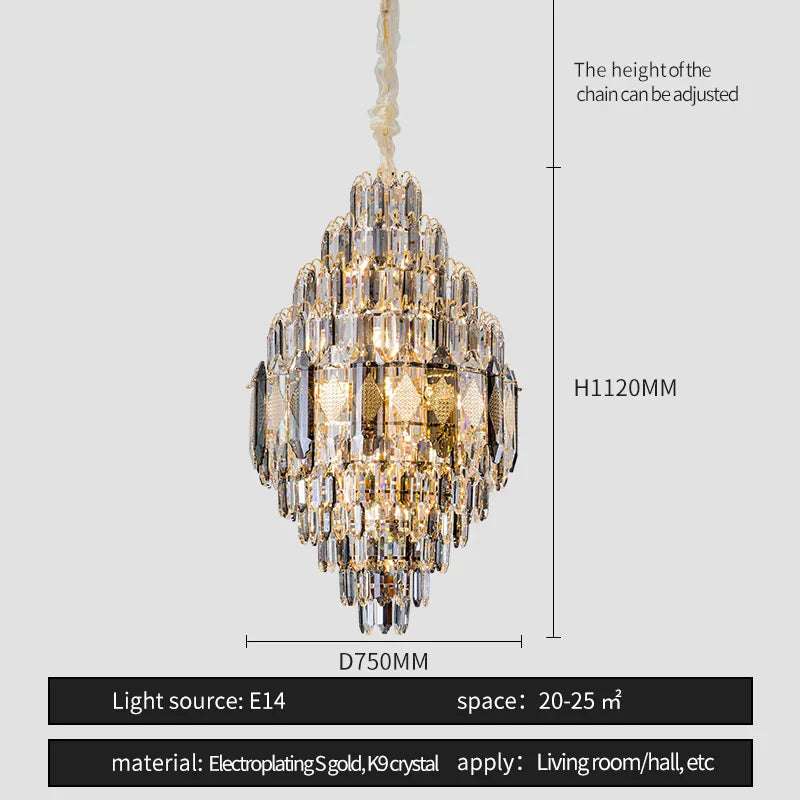 DecorBites™ Crystal Chandelier - Luxe Light for Villa, Hotel & Building Project