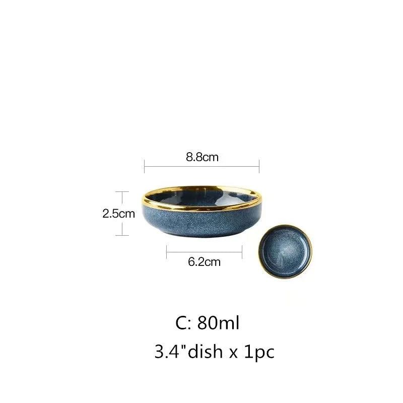 DecorBites™ Blue Gradient Ceramic Plate Set - Elegant Dinner & Dessert Plates, Salad Soup Bowl - Luxury Tableware