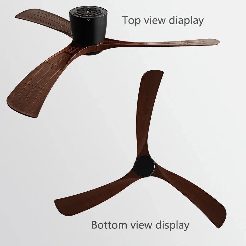 DecorBites™ Black Modern Low Profile DC Ceiling Fan with Remote Control, Strong Airflow