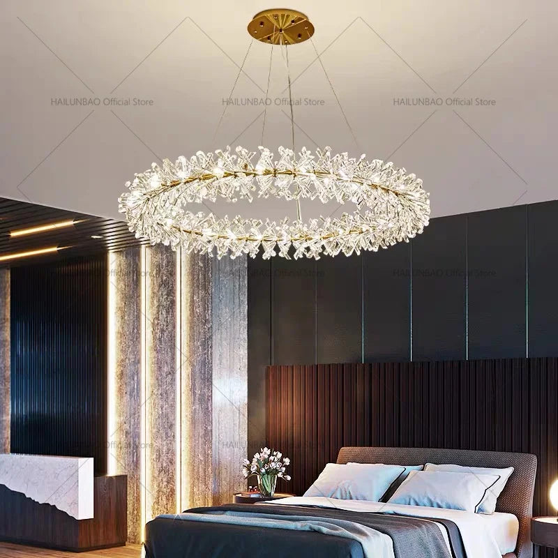 DecorBites™ Crystal Chandelier for Living and Dining Room High-End Elegant Bedroom Lighting