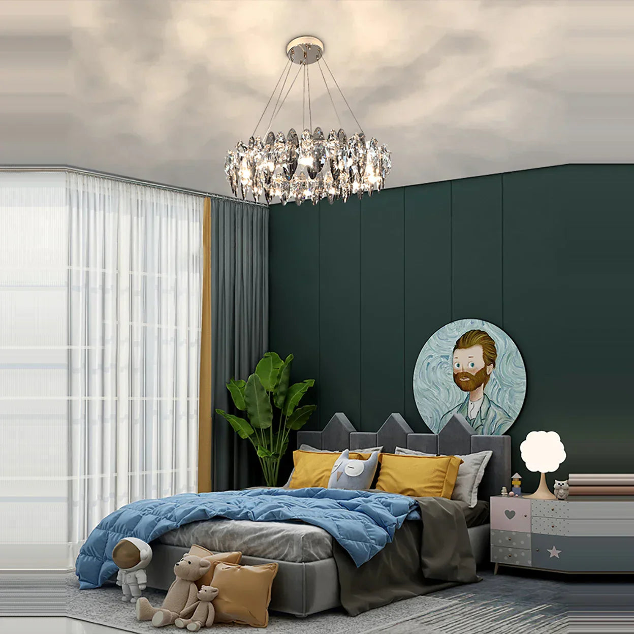 DecorBites™ Crystal LED Chandelier: Modern Luxury Indoor Hanging Lamp, Living Room Decor