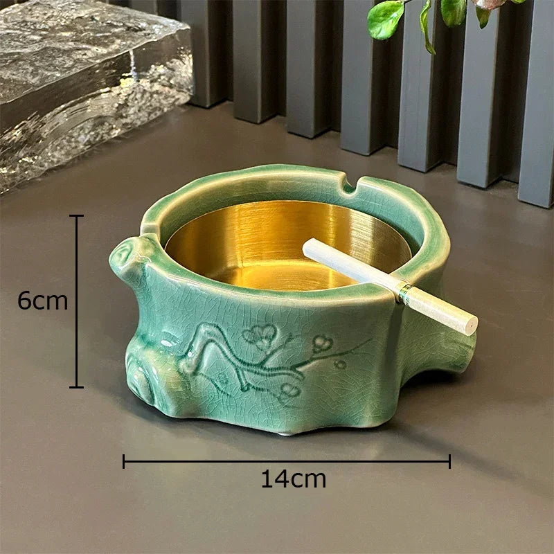 DecorBites™ Bamboo Tissue Box: Ceramic Green Bamboo Design for Coffee Table & Desk Decor